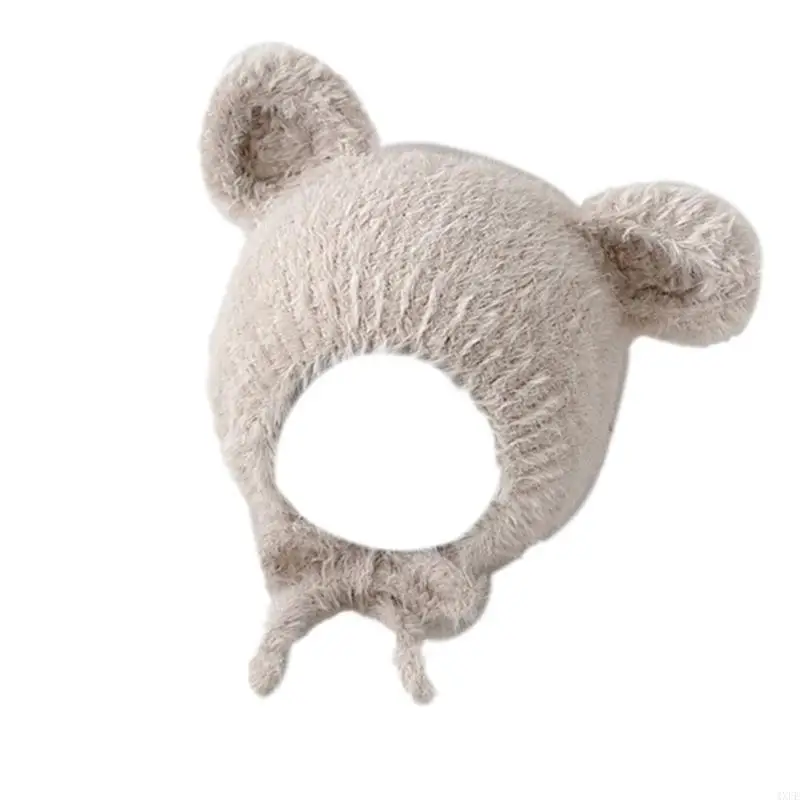 

Comfortable Baby Knitted Hat Newborns Headwear Soft & Breathable Bonnet Hat Solid Color Ear Protections Fetal Caps