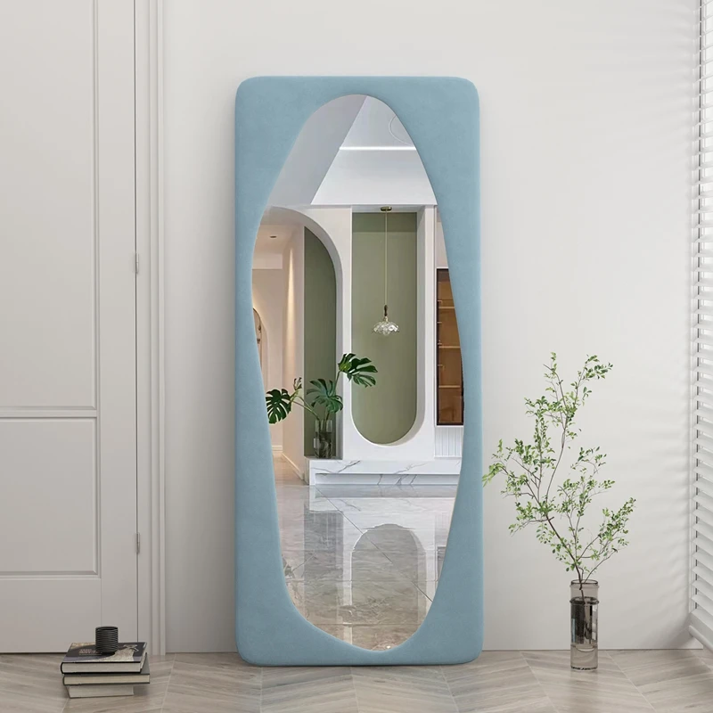 Abnormal mirror full-body mirror home wearing mirror ins wind bedroom girls irregular mirror floor against the wall fitting