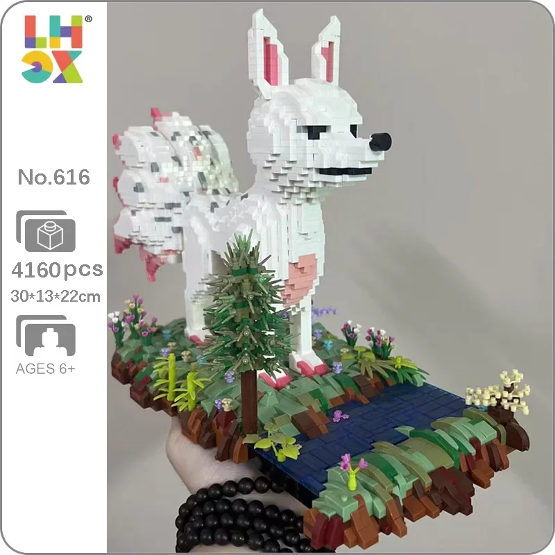 

LHCX 616 Animal World Nine Tailed Fox Gumiho Monster Pet Doll Garden Mini Diamond Blocks Bricks Building Toy For Children No Box