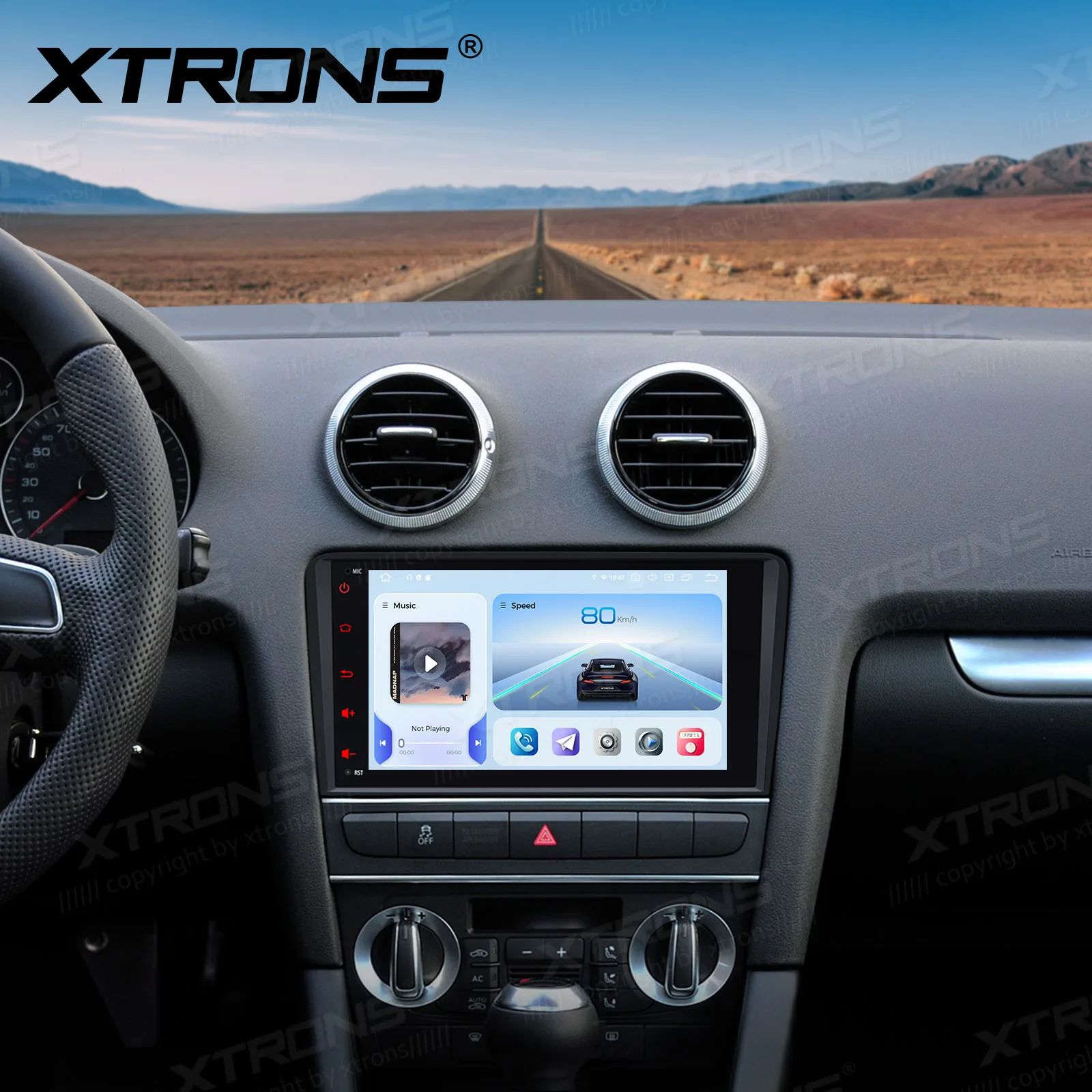 XTRONS Autoradio Android 14 da 8 Pollici, Octa-Core 8+256GB per Audi A3 8P/S3/RS3, Lettore Multimediale con DSP Integrato, CarPlay, AA, 4G