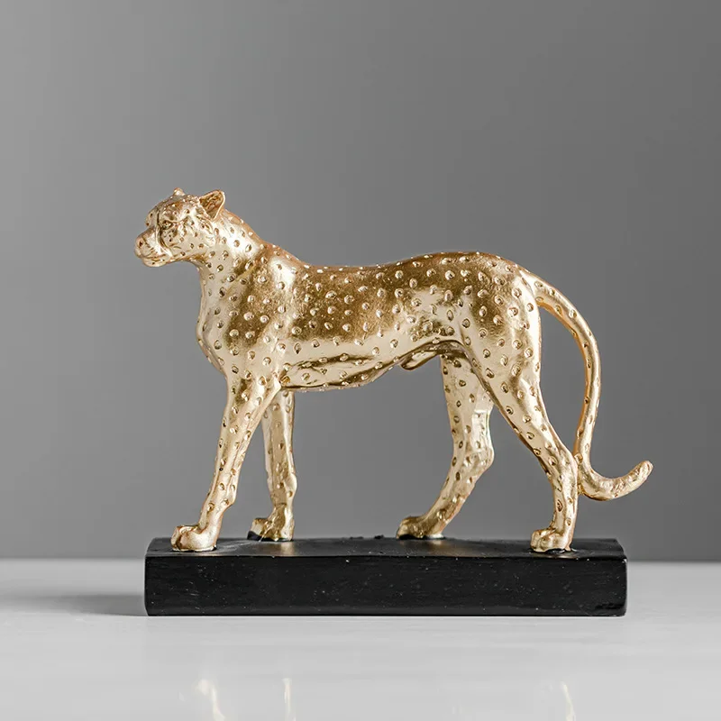 

Resin Cheetah Statue Animal Decorative Figurines Simulation Golden Leopard Home Decoration Accessories Living Roon Desk Decor