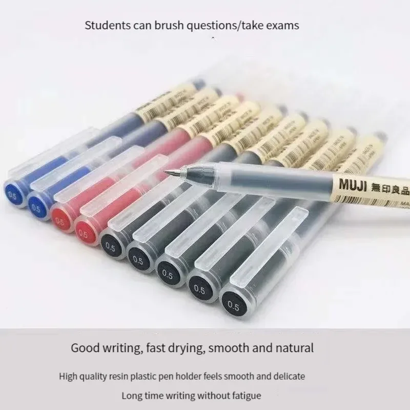 

Набор гелевых ручек MUJI (6/8 шт.) черные/красные/синие, 0.38/0.5 мм, японские цветные ручки для офиса и школы, японские канцелярские товары Kawaii