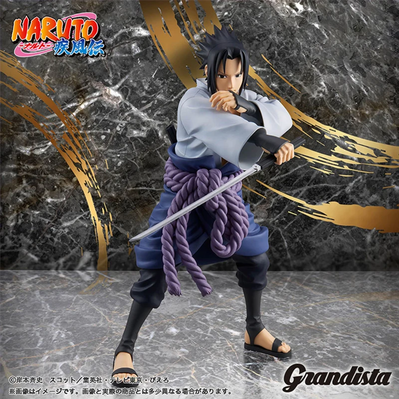 24cm Genuine Banpresto Grandista Naruto : Shippuden Uchiha Sasuke Anime Action Figure Model Toys Gift for Birthday