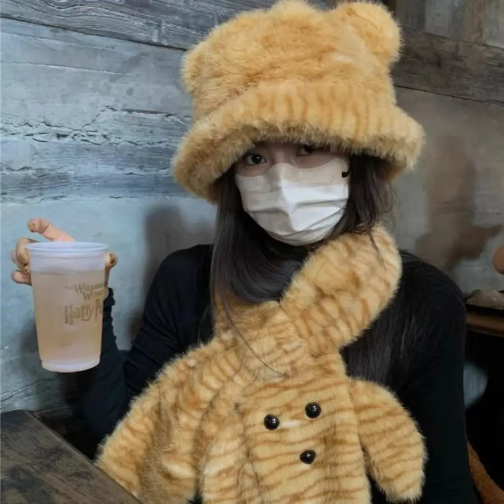 Fashion Soft Warm Kitty Earmuff Scarf Leopard Subculture Y2K Earmuff Scarf Cute Harajuku Winter Plush Earflap Skiing