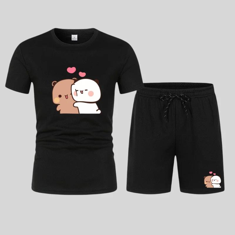 New men's summer fitness sportswear, a two-piece set including short-sleeved T-shirt and shorts, comfortable and quick-drying ca