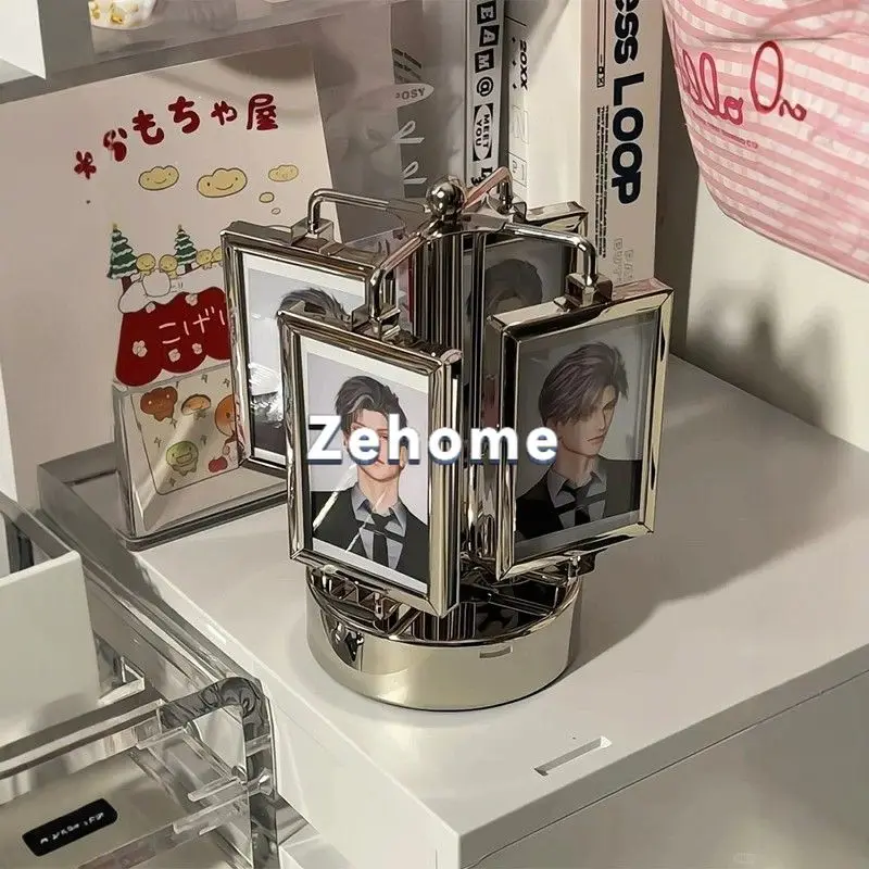 Polaroid rotating photo frame table, small card display stand, Gumei storage, high-end DIY photo frame creative ornament