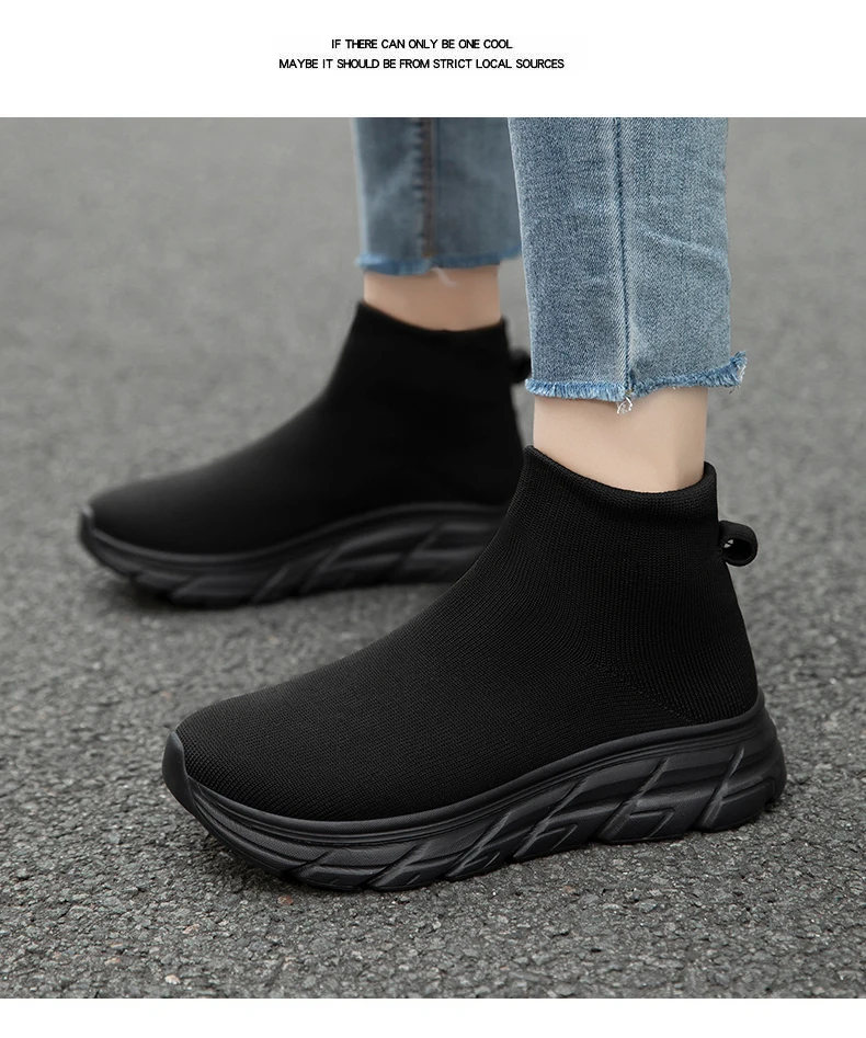 Unisex High-Top Laufschuhe für Männer und Frauen, Bequeme Atmungsaktive Strick-Sneaker, Rutschfeste Outdoor-Schuhe für Damen und Herren – Detail 25
