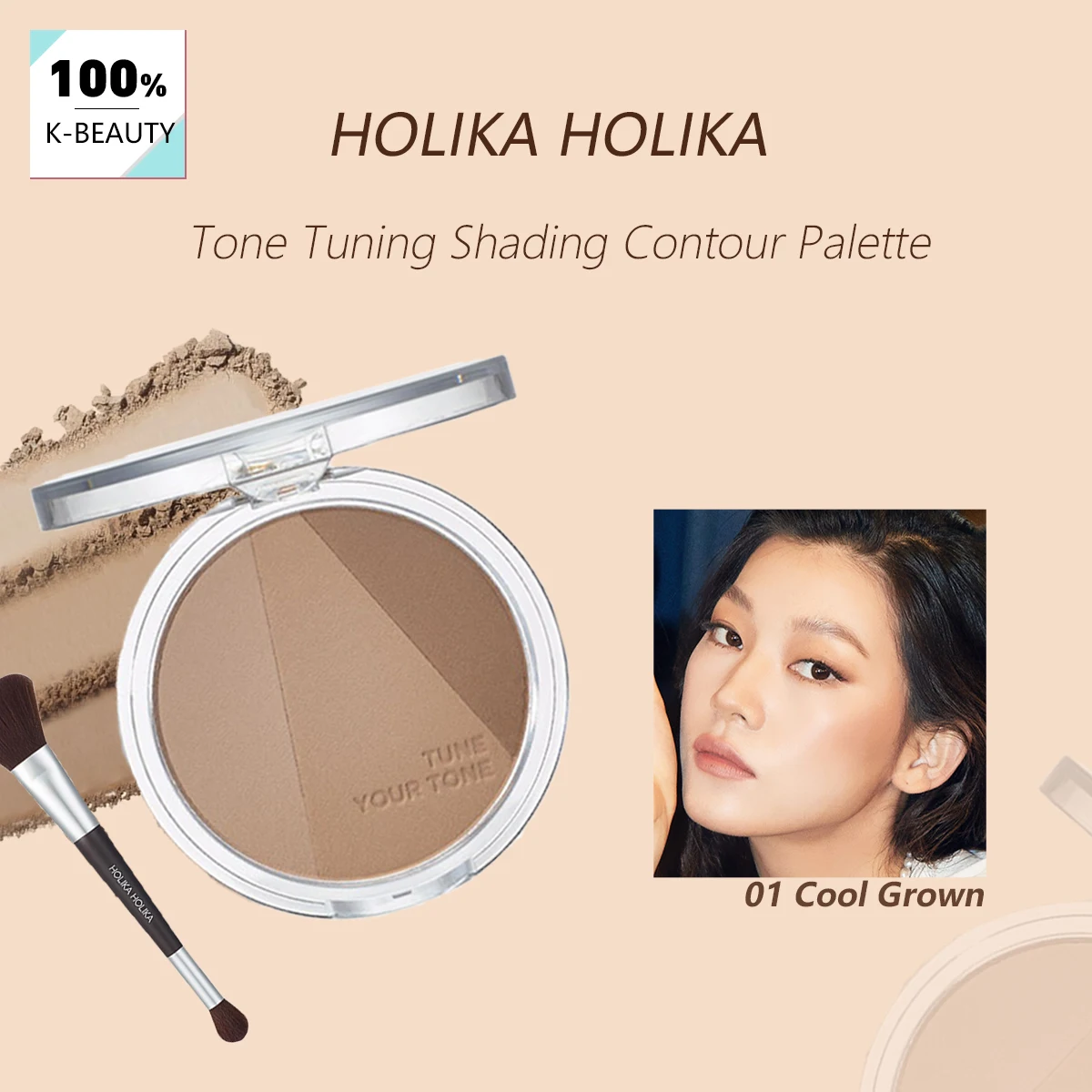 

Палетка для контуринга HOLIKA HOLIKA Tone Tuning Shading, тонкая текстура, низкая стираемость, матовый финиш, K-Beauty, корейская косметика