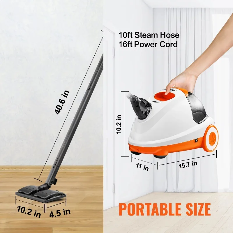 BENTISM Steam Cleaner, 1500 W 84oz Multipurpose Steam Mop, Portable Steamer with 2.5L Water Tank 18ft Long Power Cord