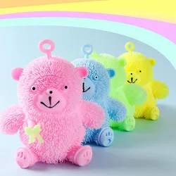 Bonito dos desenhos animados mini urso de peluche bola de pele brilhante brinquedo das crianças de ventilação quebra-cabeça presente