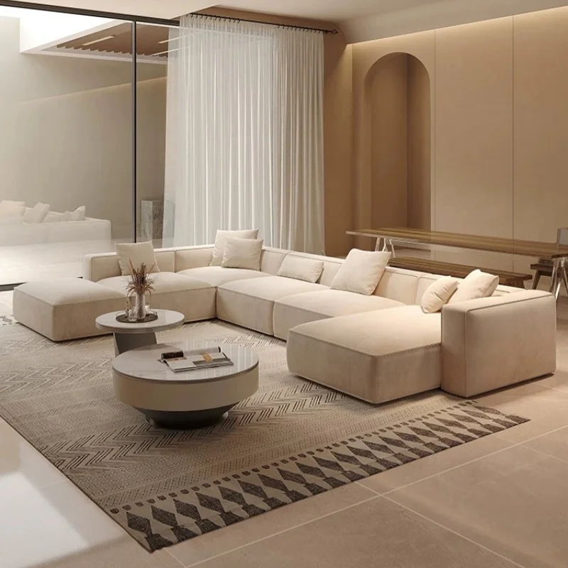 Modern Customized Genuine Leather Corner Sectional Two Seat Sofa Set Solid Wood Frame for Living Rooms Apartments Villas Hotels