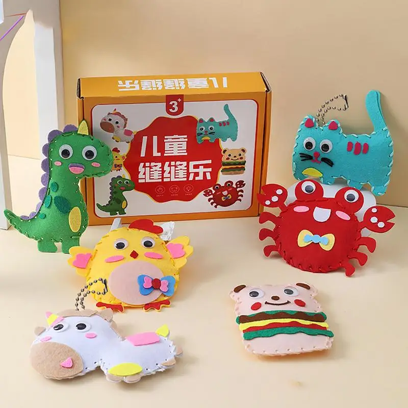 

New Handcraft Toys Felt Stuffed Animal Dolls Sewing Set Handmade Keychain Ornaments Children Educational Toys Christmas Gifts