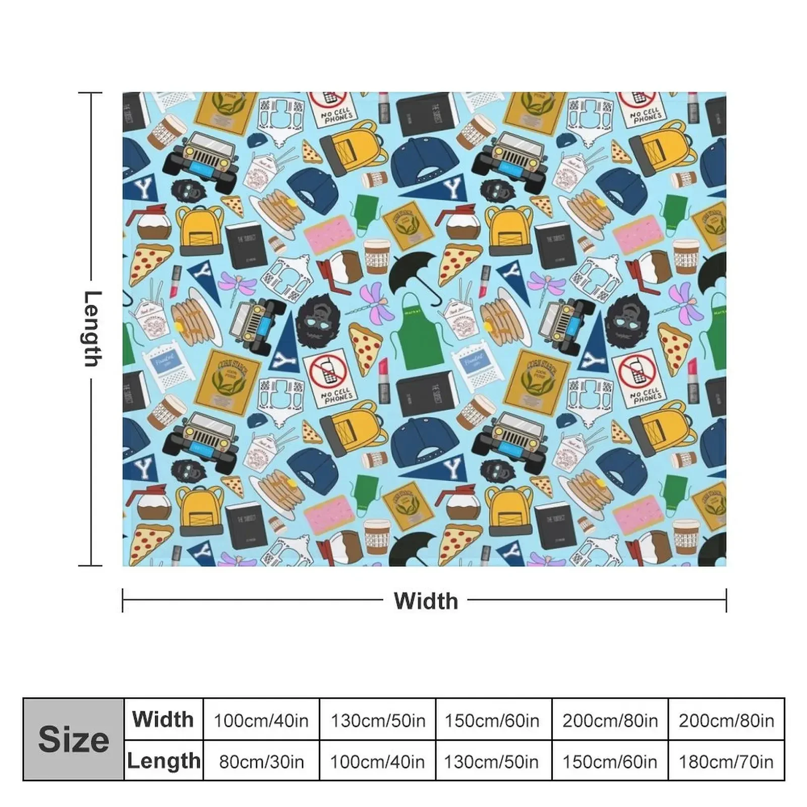 Ultimate Fan Pattern Icons All Over Print Blue Pack Throw Blanket Furrys cosplay anime Picnic Decoratives Blankets