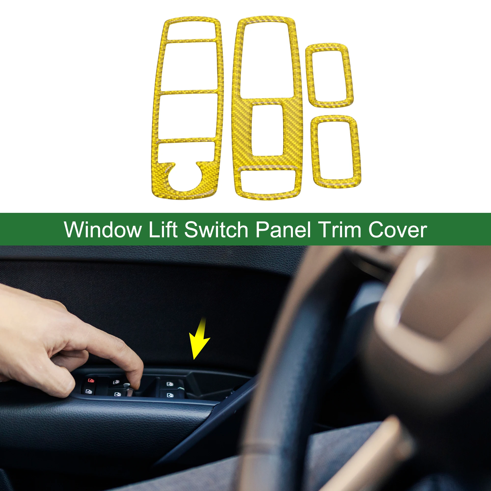 

UXCELL Window Lift Switch Panel Trim Cover for Dodge for Ram 1500 09-12 Yellow