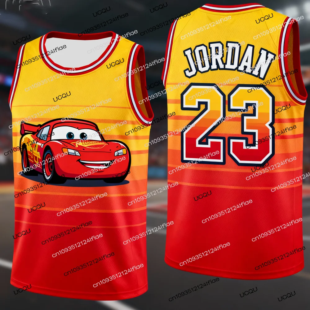 2025 الوافدين الجدد سيارات لايتنينج ماكوين إصدار خاص الأردن # 23 سترة كرة السلة جيرسي للأطفال كارتون كرة السلة الرياضية #6