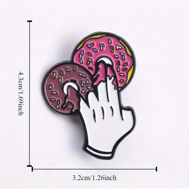 دبوس المينا الأنيق على شكل دونات وأصابع - بروش مصنوع من خليط معدني على طراز فاسق/حد الأدنى للقبعات وحقائب الظهر #6