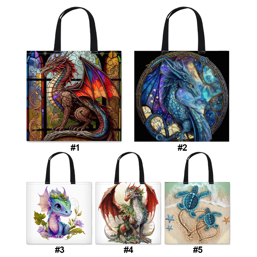 Embroidery Kit Cross Stitch Canvas Tote Bag with Needle/Instruction/Color Threads Floral Pteranodon Beach Turtle for Beginners