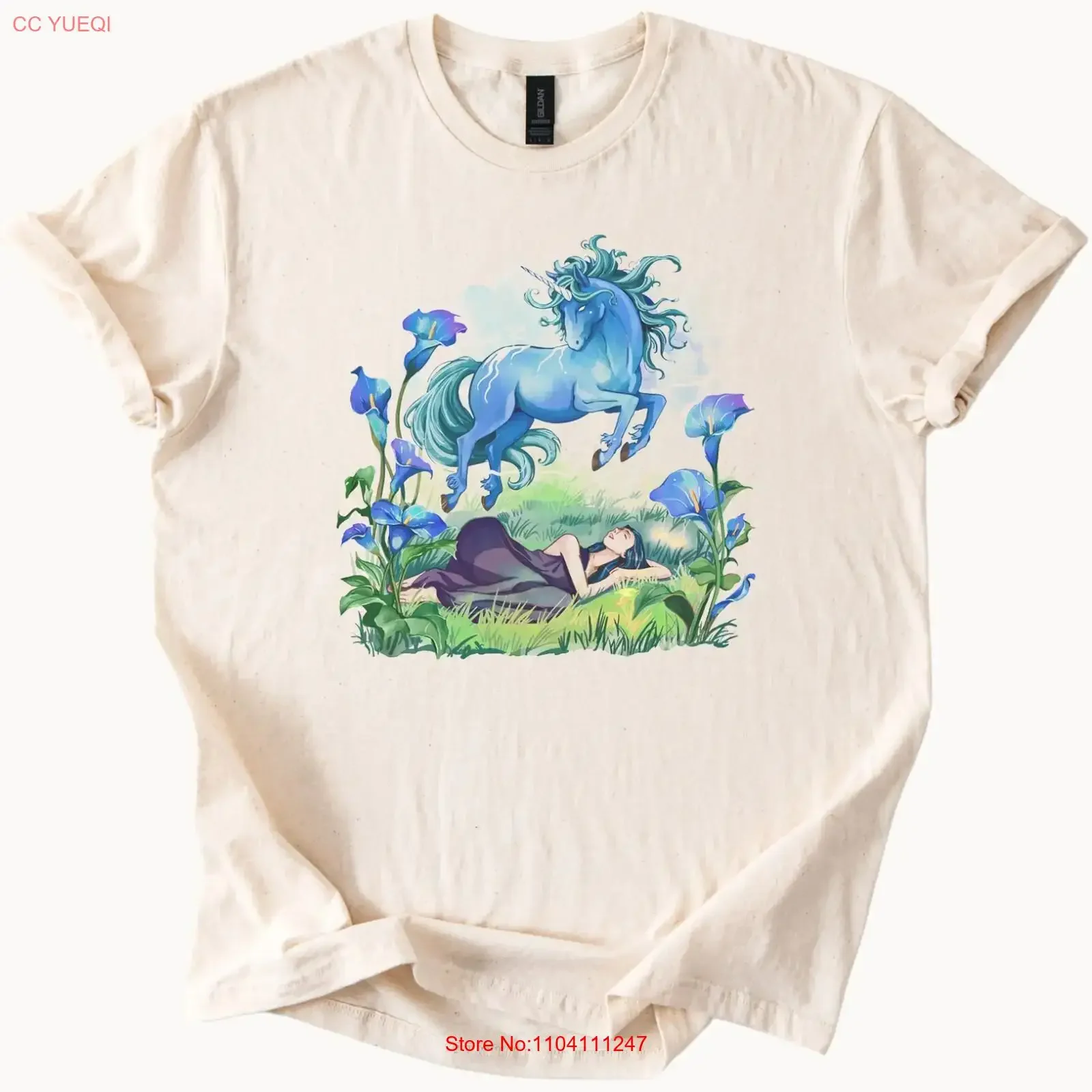 Unicorn Meadow T Shirt Fantasy  vintage Washed Slightly designer clothes Soft Top For Everyday Wear Casual Stretched homme