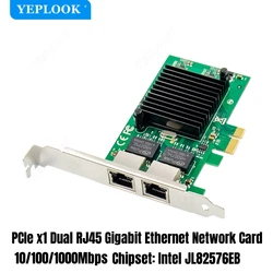 PCIe x1 Dual Port RJ45 Gigabit Ethernet Network Card 10/100/1000Mbps NIC JL82576EB Chipset for Server Desktop PC Computer