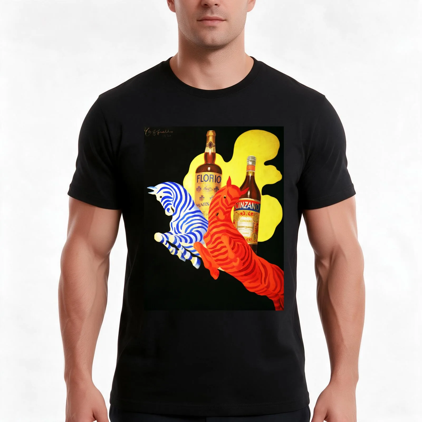 FLORIO CINZANO Vermouth Vintage Italian Liqueur Alcohol T-Shirt, Vintage Retro Graphic Tee, Unisex Summer Casual Streetwear Top