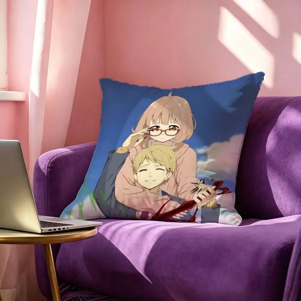 B-Beyond The Boundary Mirai Youmu  Pillow Case Square Double-Sided Sofa Cushion Cover Bedroom Bedside Pillow