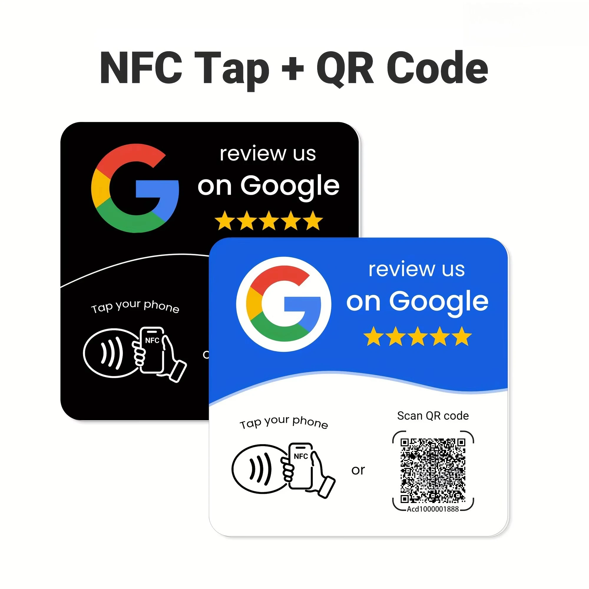Programmable NFC 215 Square for Google Review Card NFC Station Table 13.56Mhz QR Code Editable Standing Card