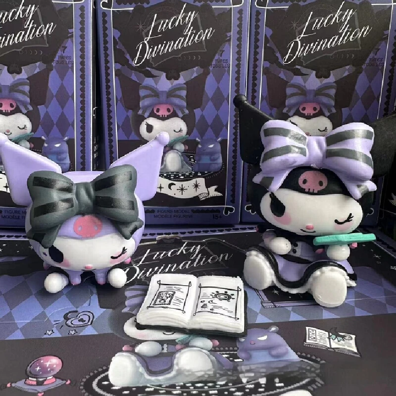 ﻿ 6 pçs minisoanime sanrio boneca kuromi melodia bolo artesanal minha melodia caixa cega série de adivinhação coleção infantil brinquedos