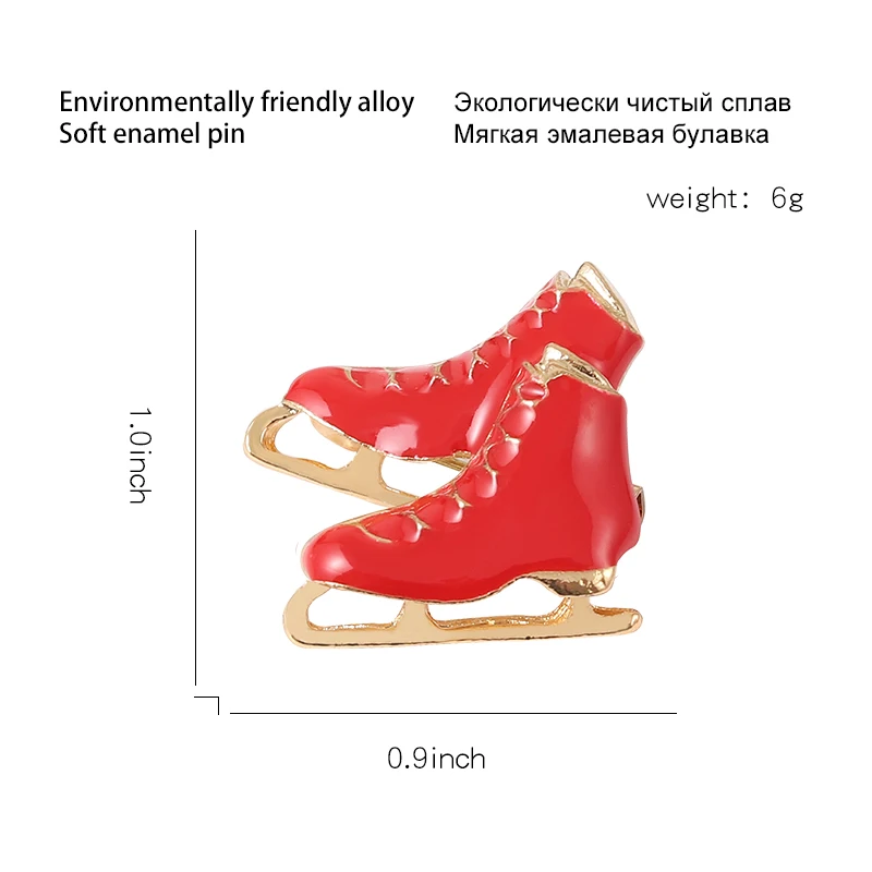 Custom Black White Red Ice Skating Shoes Brooches Lapel Badges Sports Jewelry Gift for Kids Friends Skates Enamel Pins