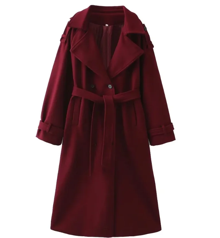 

2025 Winter New Arrival: Fashionable Women's Casual Design - European-American Style Vintage Double-Breasted Long Coat