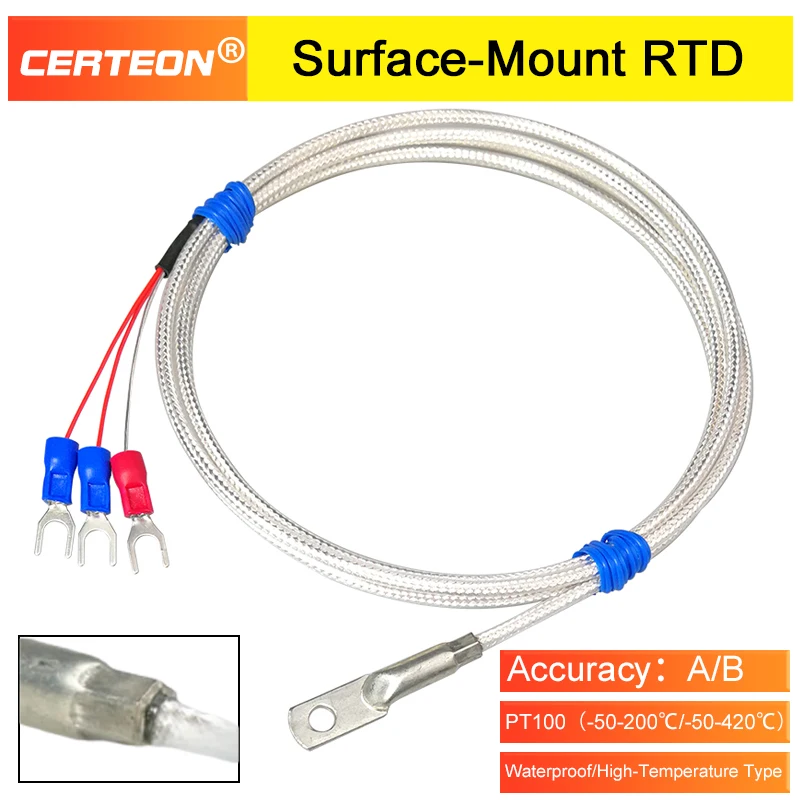 PT100 Temperature Sensor Waterproof Surface Mount RTD Temperature Probe Industrial Metal Surface Measurement