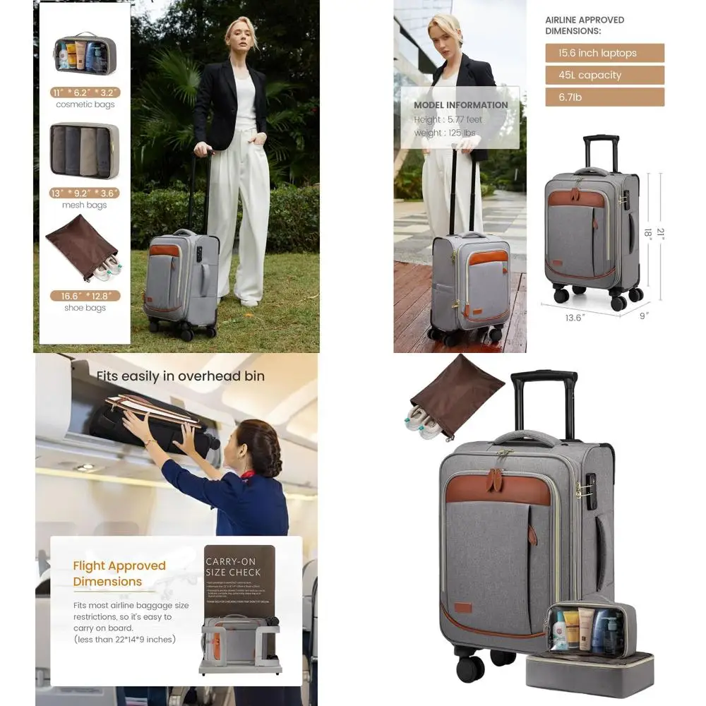 

Набор из 4 чемоданов для ручной клади (22x14x9 дюймов) с колесами-спиннерами и замком TSA