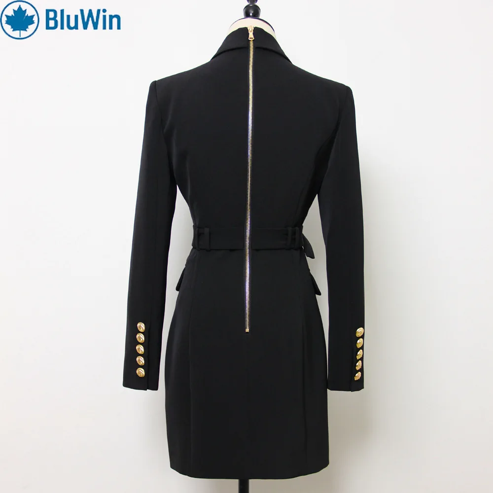 BluWin 11 ألوان 2025 ربيع الخريف موضة الصلبة حزام كم طويل سليم صالح أنيق مكتب فستان بتصميم بدلة المرأة #2