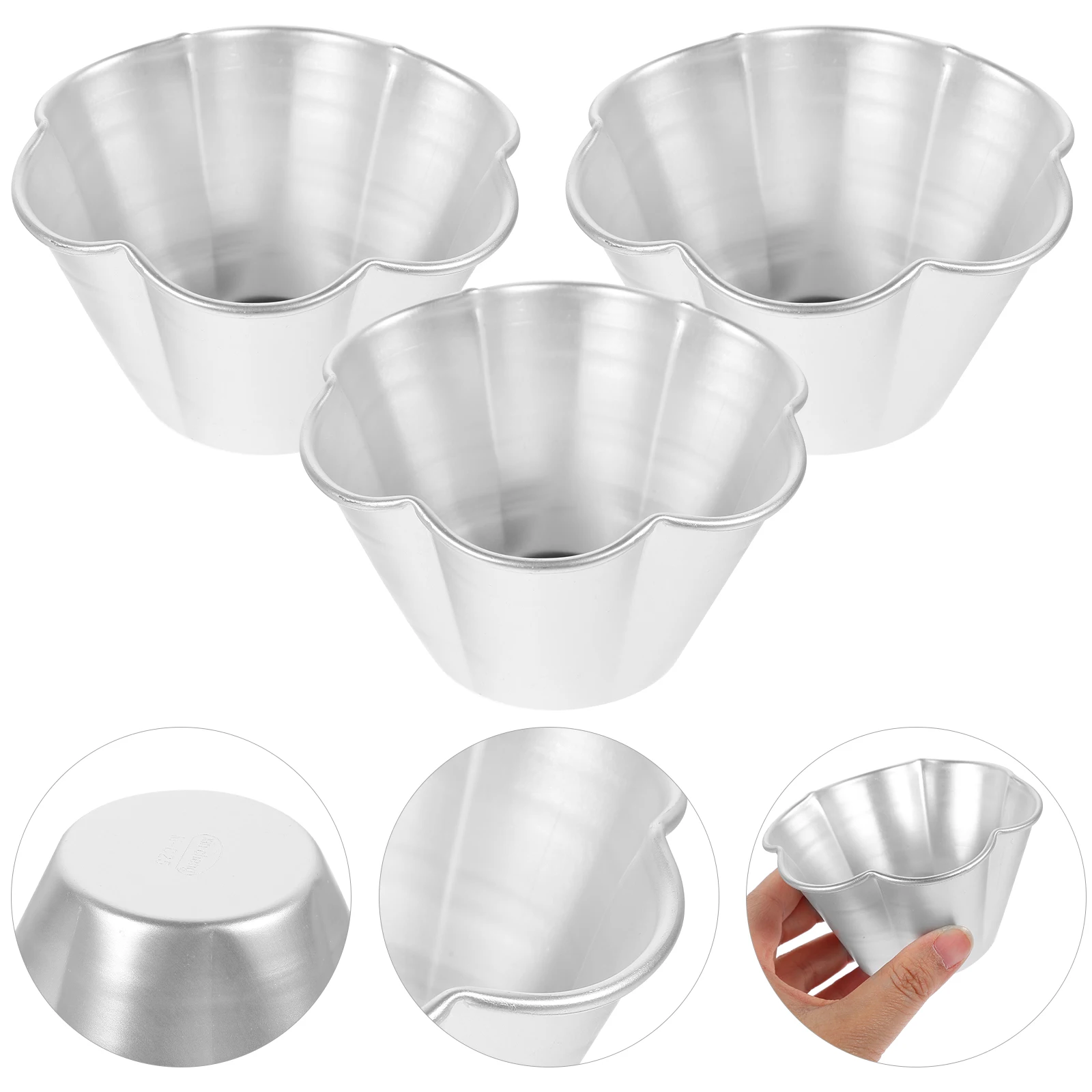 

6Pcs Mini Cake Molds Aluminum Alloy Baking Pans for Pudding Egg Tart Jelly Mold Reusable Bakeware Set Cake Tin