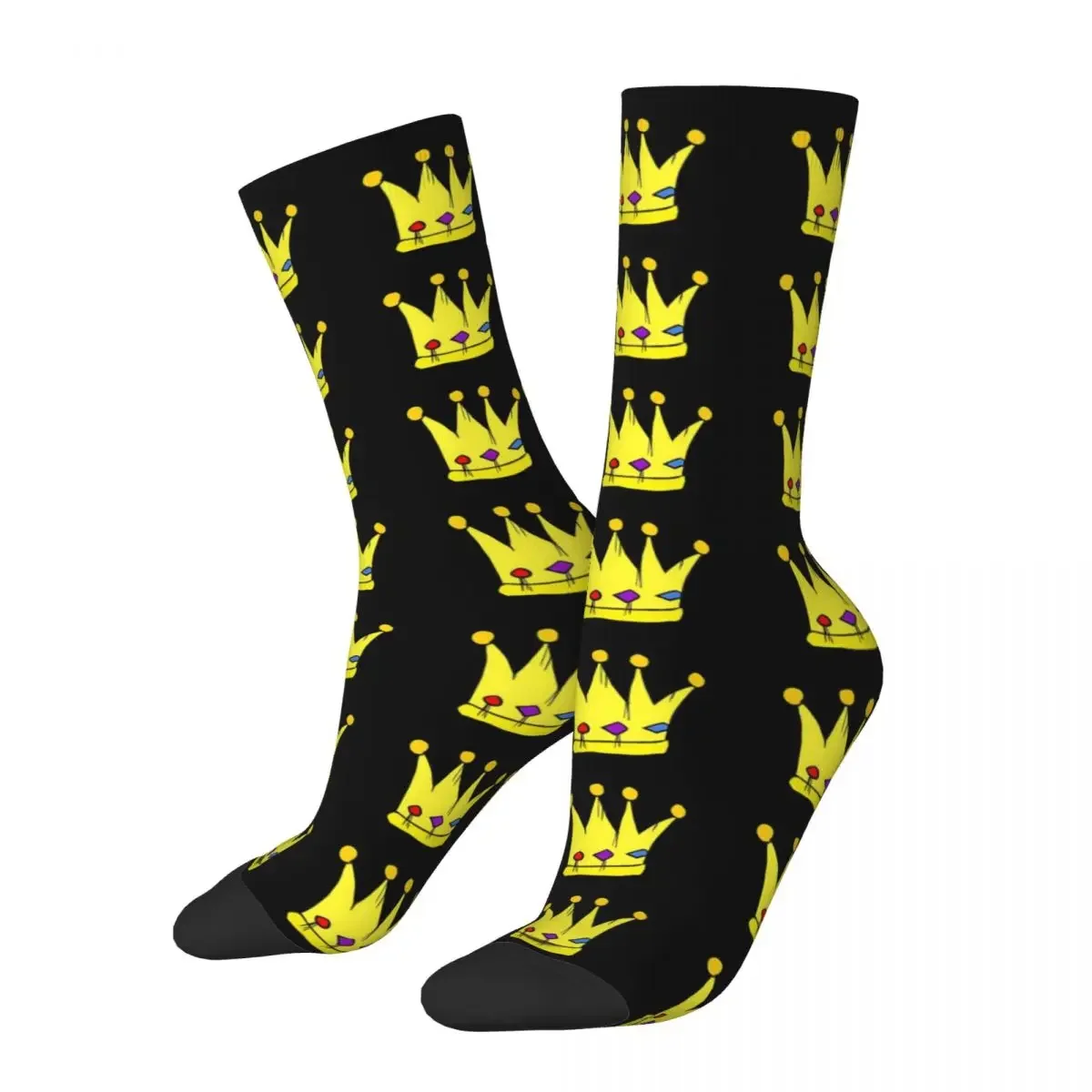 King And Queen Crown Socks Retro Elegant Stockings Female Warm Soft Skateboard  Winter Design Anti Slip 