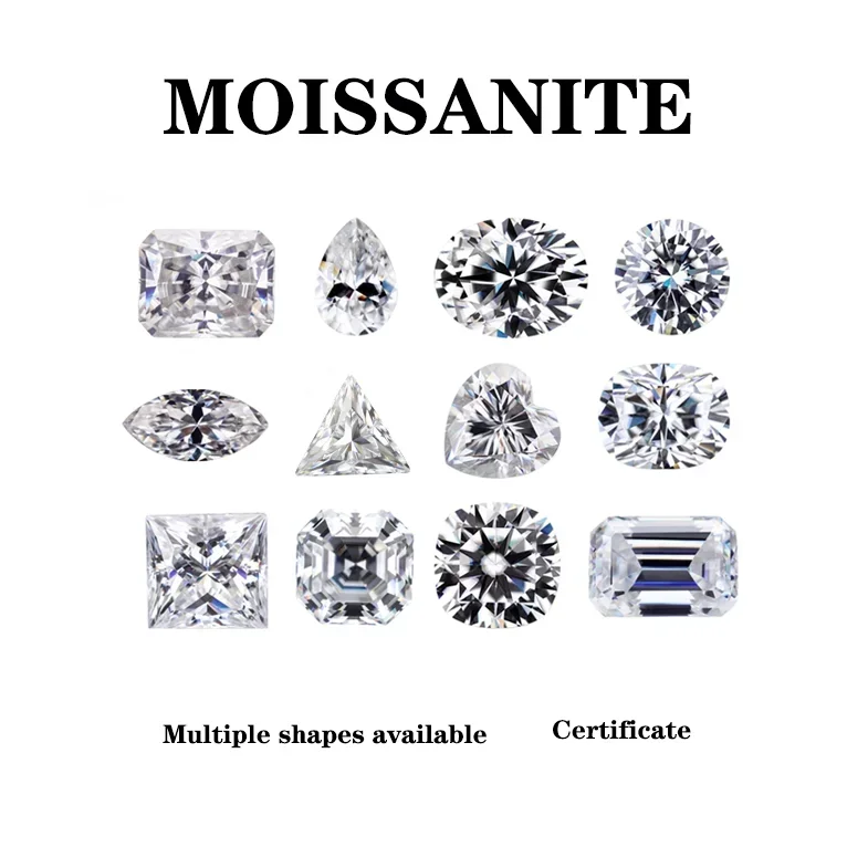 

Moissanite Stone Multiple Shapes Available D Color Charms Gemstone DIY Ring Necklace Earrings Main Materials with Certificate