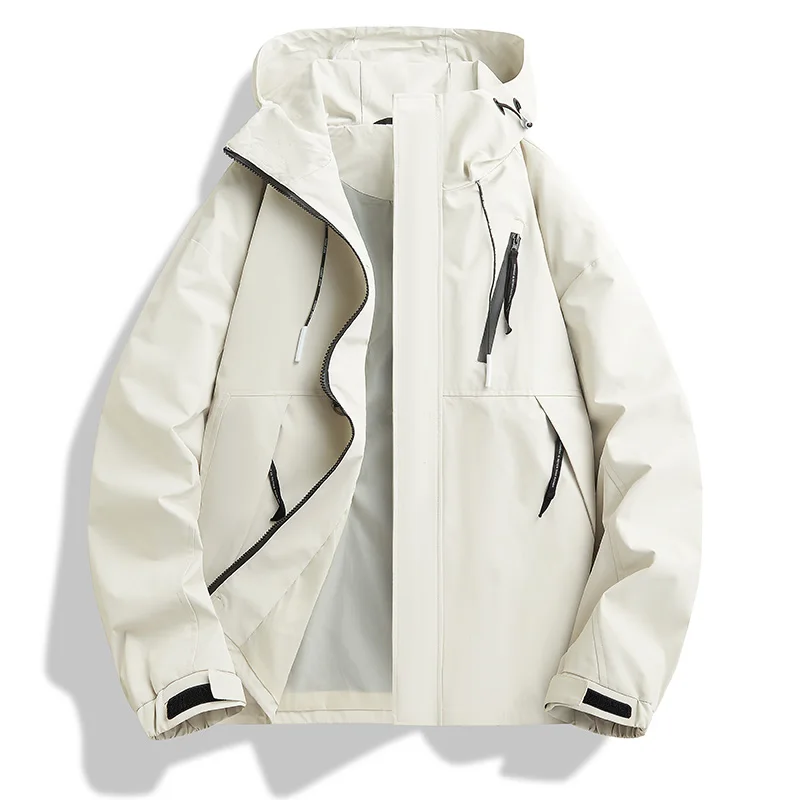 كاكي / أسود / الجيش الأخضر سترة خارجية للجنسين مقنعين يندبروف معطف مقاوم للماء متعدد جيب ملابس العمل نمط تصميم الخريف الشتاء المشي لمسافات طويلة السفر اليومي سترة وظيفية دافئة