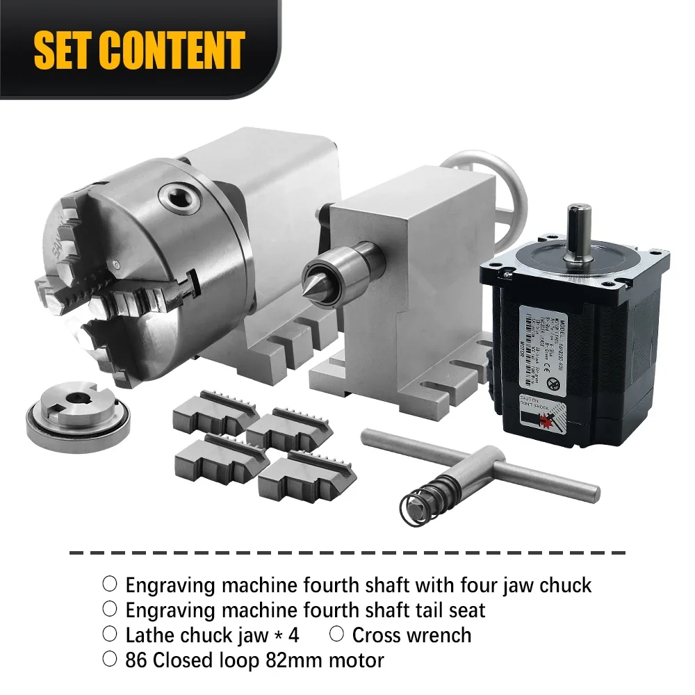 Ru ES Nema 34 Stepper Motor, K12-100 mm 4 Mandíbula Chuck, 100mm, CNC 4 ° Eixo, Tailstock, Armazém no Exterior, 4:1