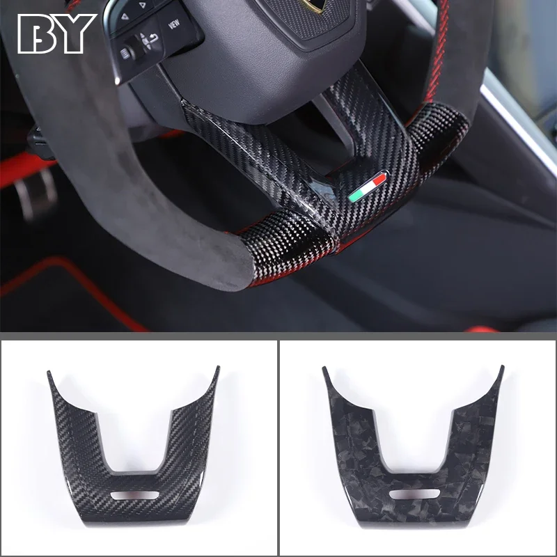 

For Lamborghini URUS Urus SE 2018-2021 Real Carbon Fiber Car Steering Wheel Trim Cover Decorative Sticker Accessories