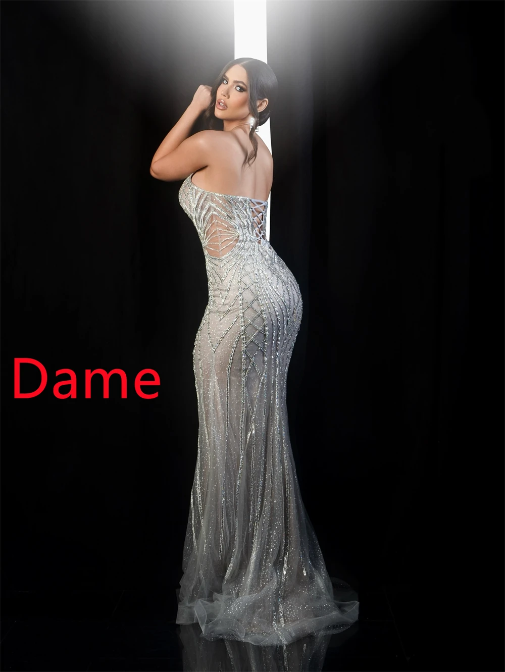 Abito da sera sexy in tulle a sirena personalizzato Abito classico senza spalline senza maniche per ritorno a casa Abiti da cerimonia su misura con lacci