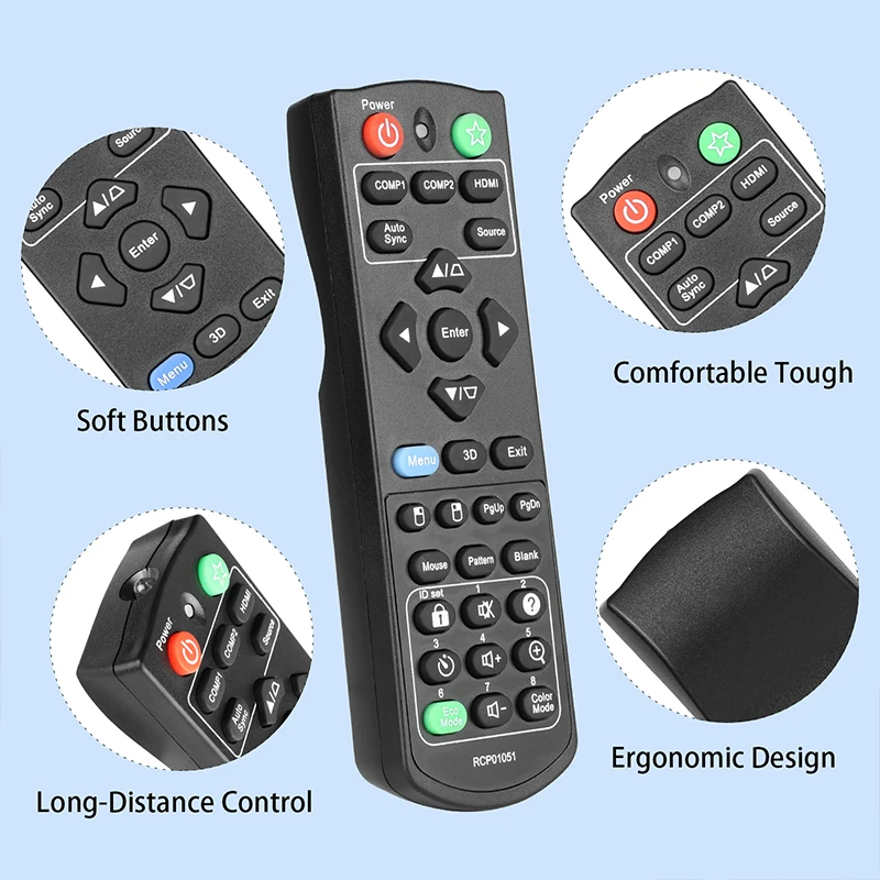 RCP01051 Remote Control For ViewSonic Projector PJD5150 PJD5151 PJD5153 PJD5155 PJD5250 PJD5253 PJD5255 XY-7080 VS15903 VS15906