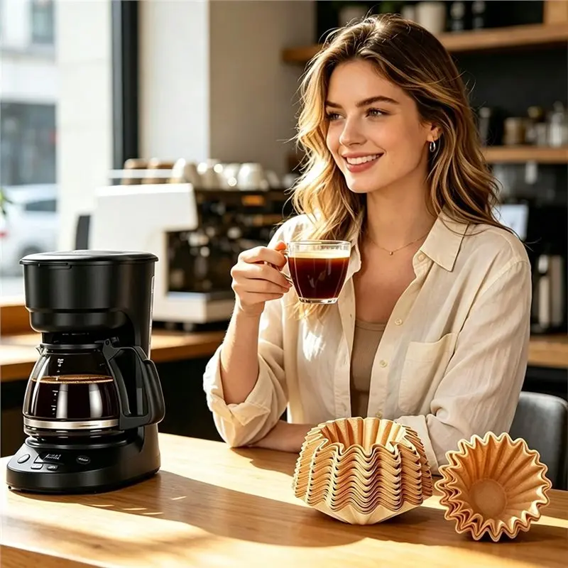 ABLN-200 Count Natural Wood Pulp Bowl-Shaped Coffee Filters For Home