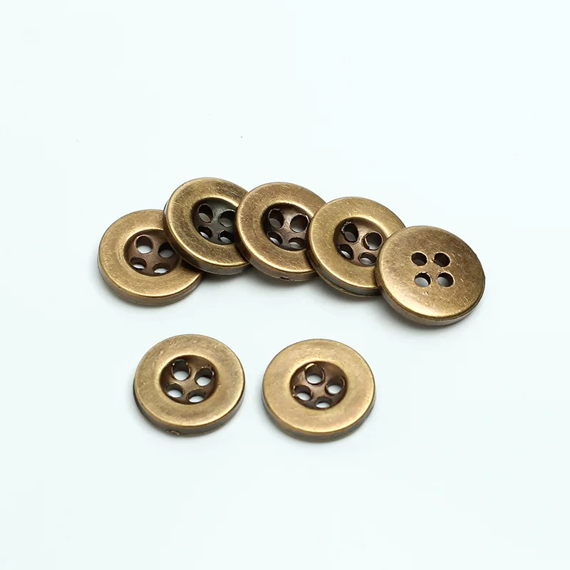 50pcs 13mm Antique Brass Plated Round 4 Holes Plastic Buttons DIY Handmade Crafts Sewing Accessories