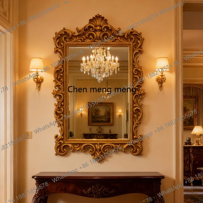 French wall-mounted washing mirror retro high definition dressing table makeup mirror porch decorative mirror