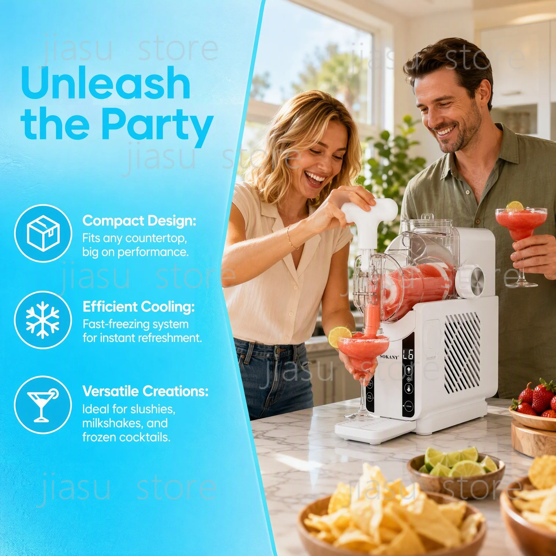 Multifunctional Cold Drink Slush Machine, 2L Capacity 110V Quick Cooling Ice Cream & Snow Cone Sorbet Maker