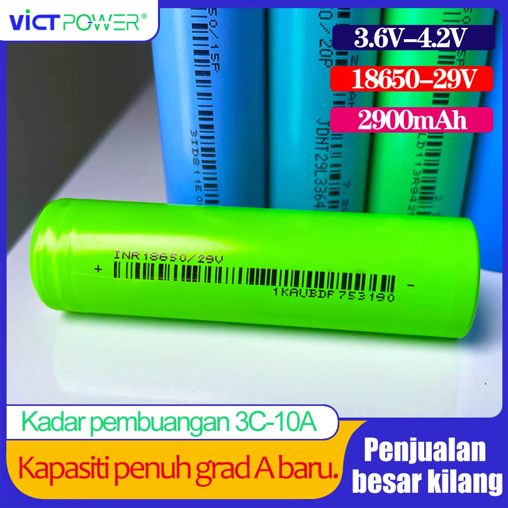 100pcs Victpower high rate cell 1000 times long life Rechargeable lithium-ion Battery INR18650 29v 2900mAh Battery 3.7V 3C 10A