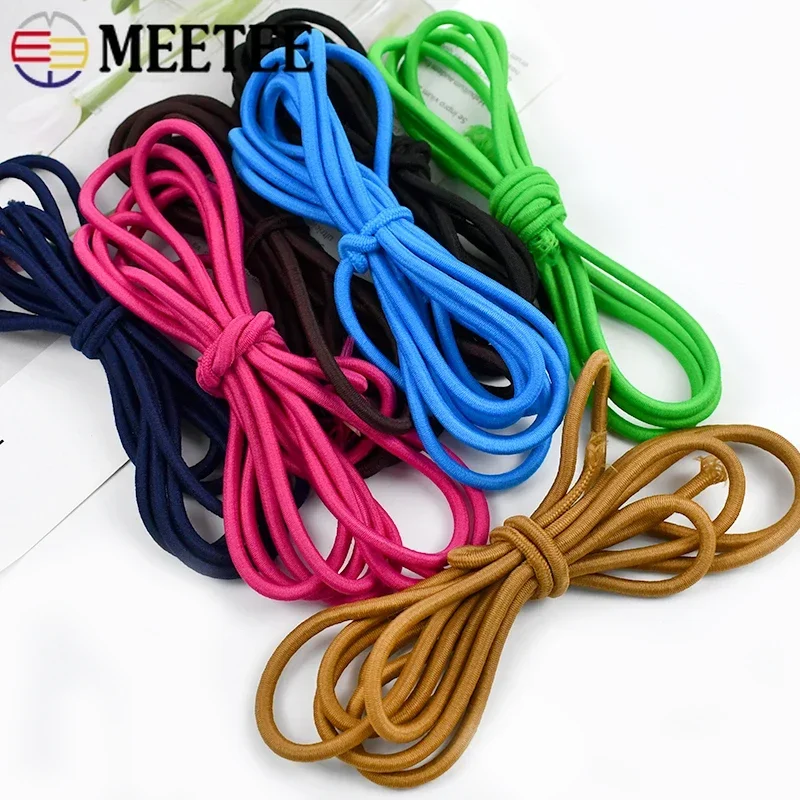 

2-10Meters 5mm Color Elastic Rope For Pant Belt Round Stretch Rubber Band Headwear Decoration Spring Cord DIY Sewing Accessories