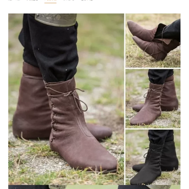 Middle Ages Role Playing Stage Performance Men's and Women's Shoes Short Boots