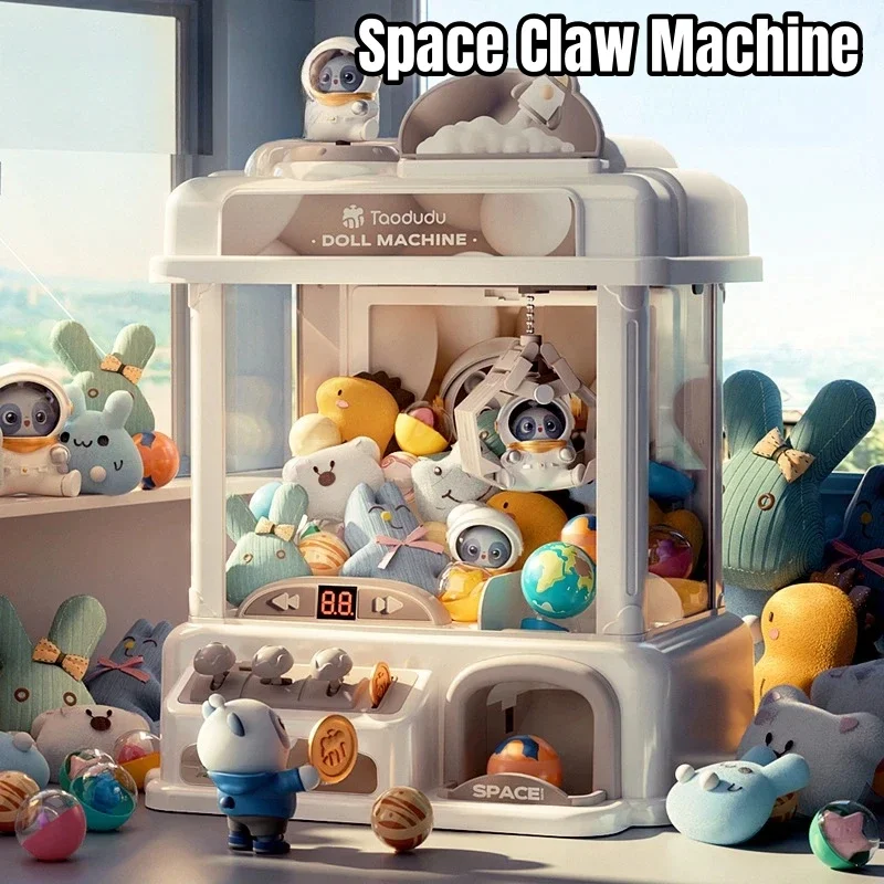 Space Mini Claw Arcade Machine Toys for Girls Coin Operated Play Game DIY Prizes Candy Vending Crane Doll Machines Kids Gifts