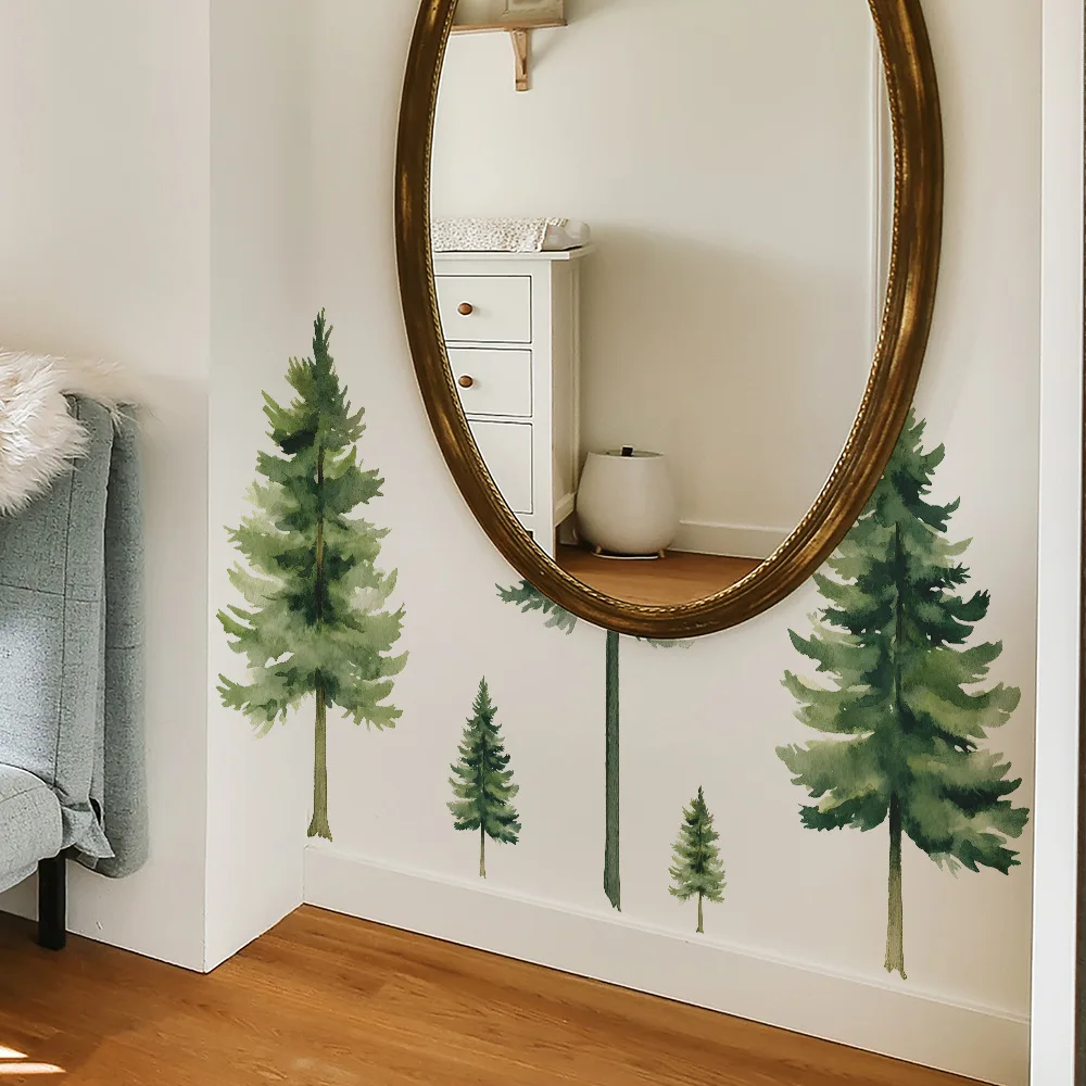 2Pcs Large Tropical Green Plant Wall Sticker Vinyl DIY Forest Trees Decals Self-adhesive for Living Room Bedroom Home Wall Decor
