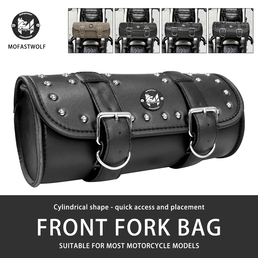 Retro Motorcycle Cruiser Tool Bag Tube Shape Handlebar Front Fork Bag Motorcycle Off-Road Buckle Hanging Bag Latest